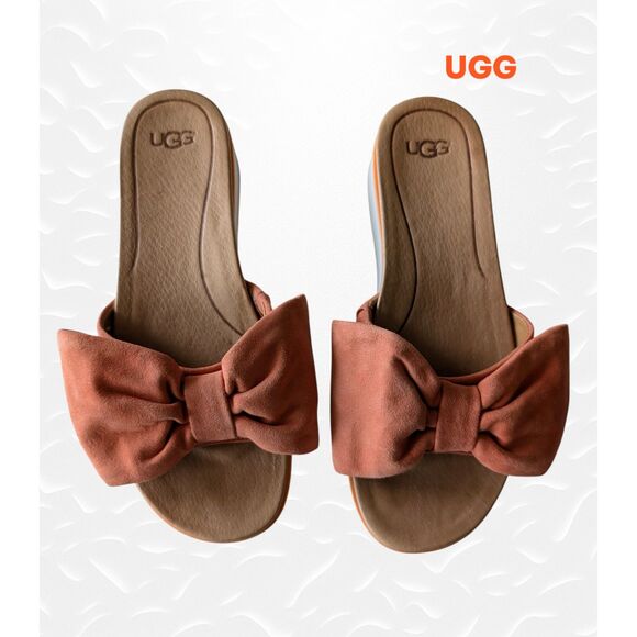 UGG Joan Vibrant Coral Clog Platfrom Slide Sandals  Sz 8 - Picture 1 of 9